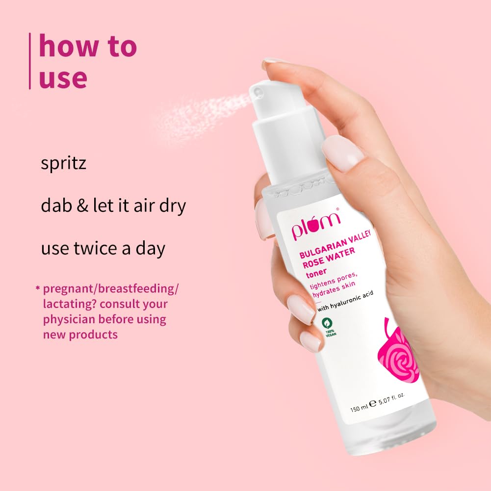 Plum Bulgarian Valley Rose Water Face Toner 150ml Hydrating Pores Tightening Alcohol-Free