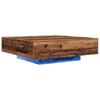 Coffee Table with LED Strips Reclaimed Wood 100 X 100 X 31 Cm