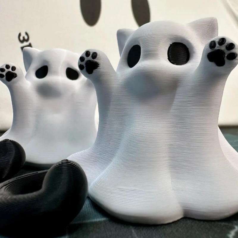 Mini Kitten Ghost Ornaments Afraid of Cute Desktop Atmosphere Halloween Feeling Send Girlfriend Cat Gift Home Decoration Crafts