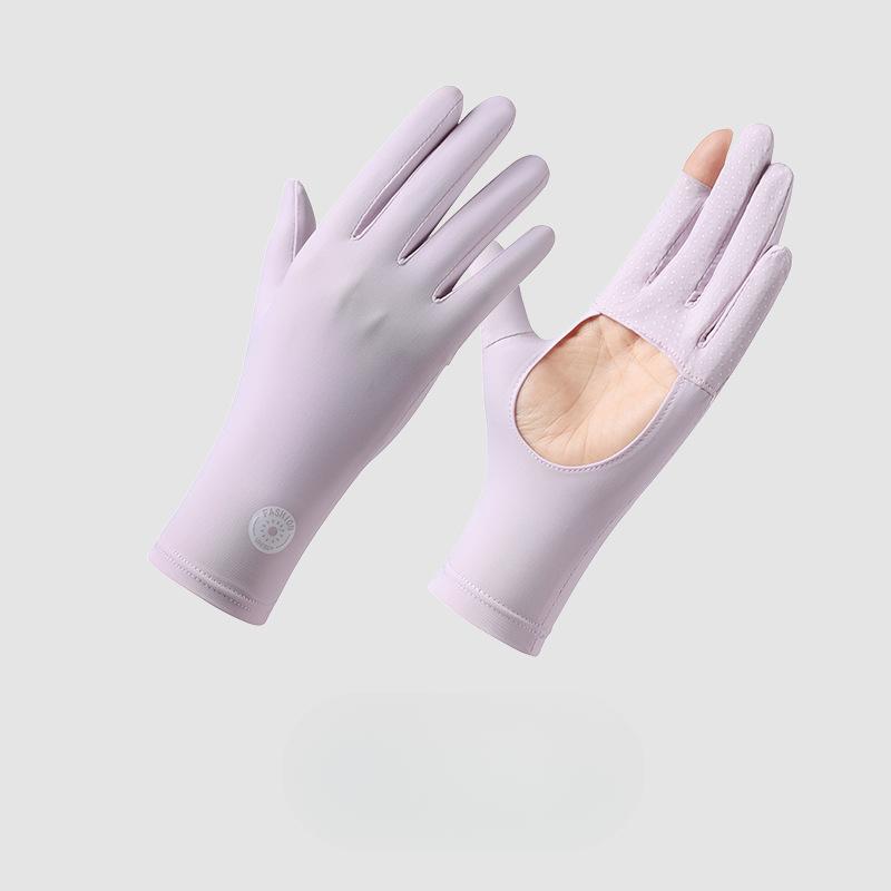 Sunscreen Gloves for Summer Women's Ice Silk Anti Ultraviolet Outdoor Driving and Riding Thin Breathable Gloves with Fingers That Can Touch Screen