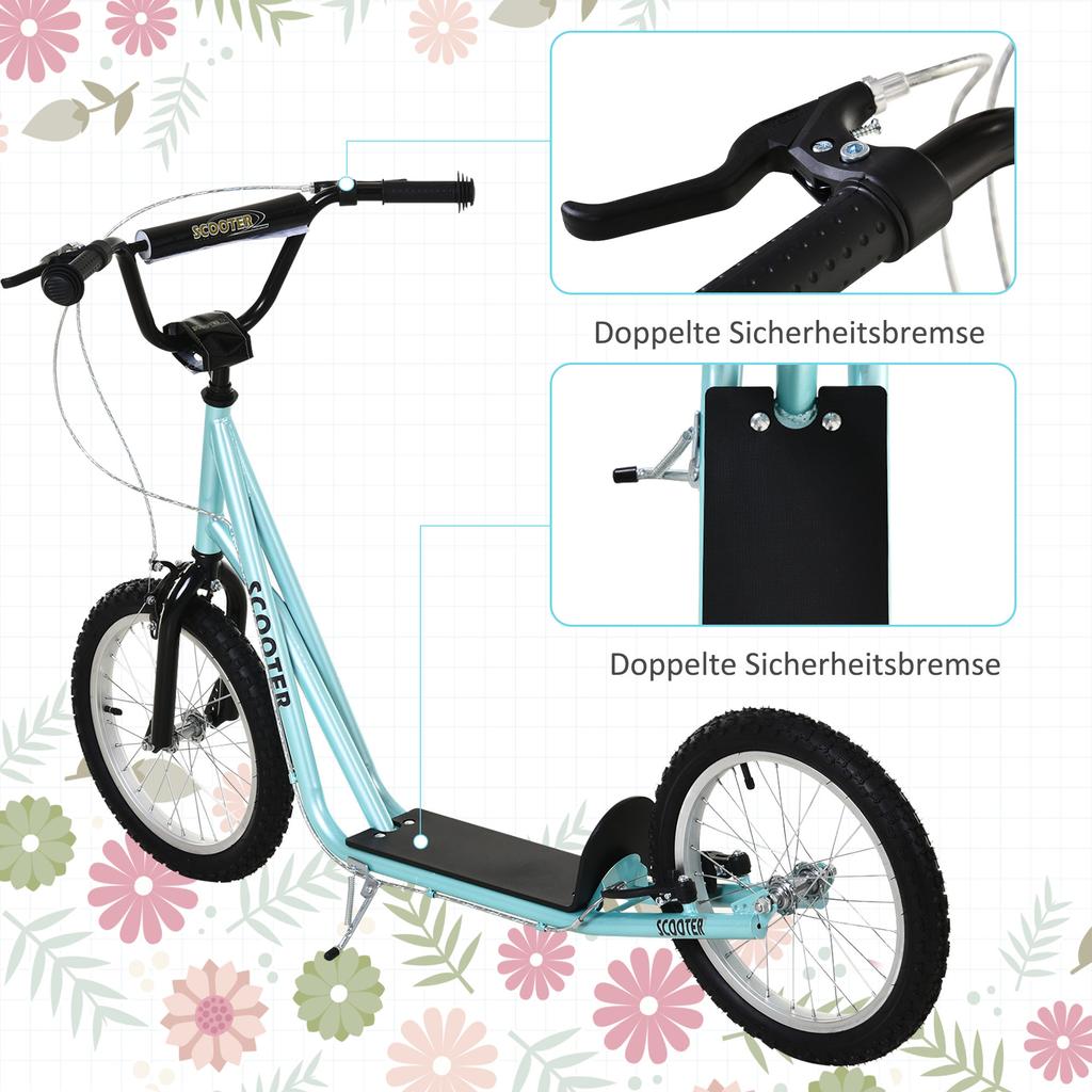 Children's Scooter with Brake, Height Adjustable, Light Blue