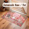 Celebration Theme Crystal Velvet Floor Rug Personalized Custom Name Text Warm Carpet Home Decoration
