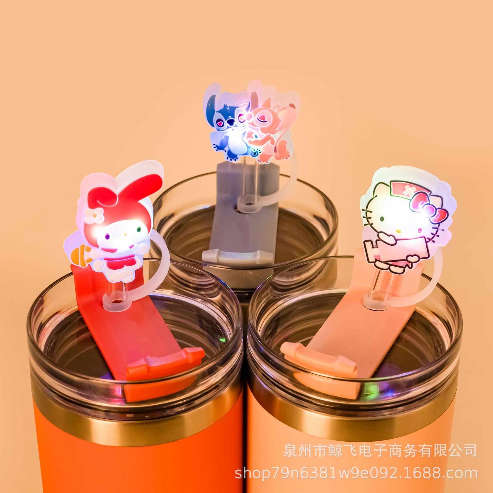 

LED Flashing Classic Cartoon Silicone Straw Cap with Dust Plug 8mm Cap