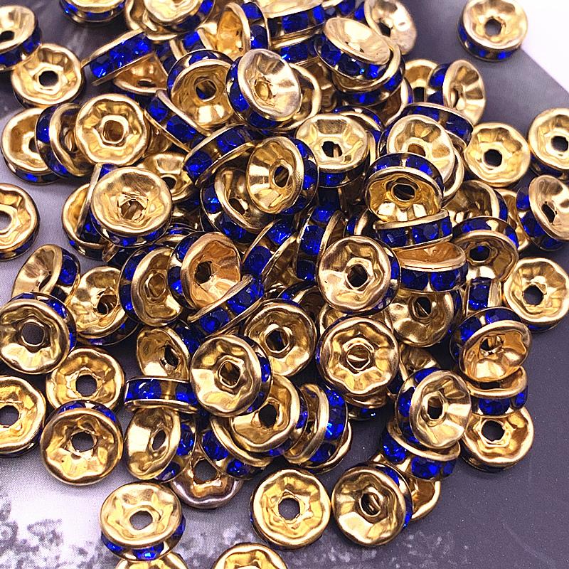 NEW 50pcs 8mm Czech Crystai Rhinestone Glass Round Loose Spacer Beads for Jewelry Making DIY Bracelet Necklace