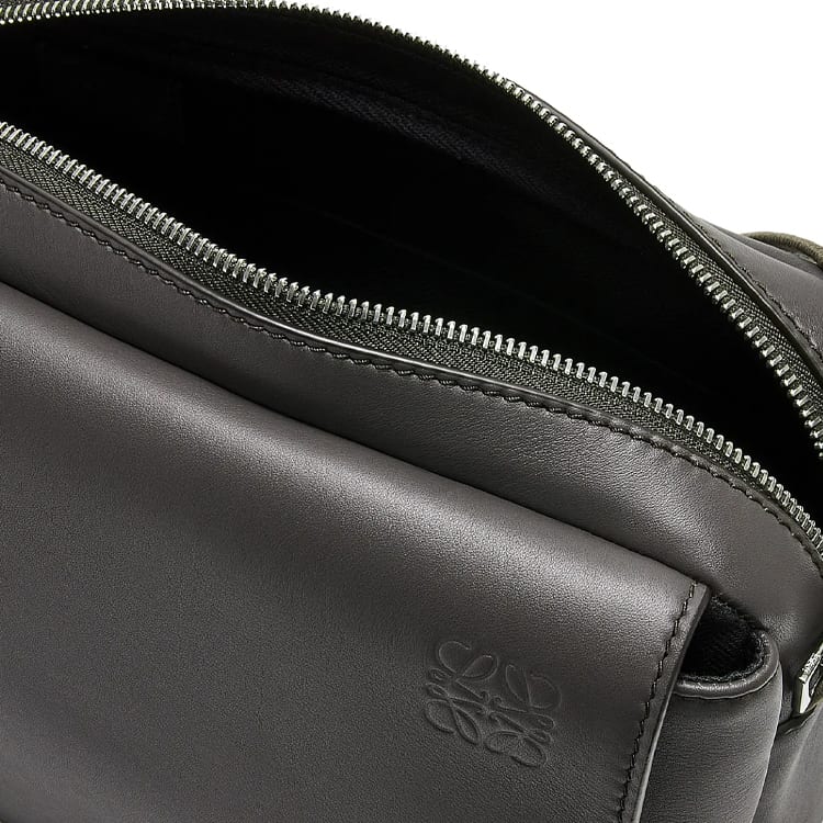 LOEWE Military Messenger Bag In Supple Smooth Calfskin And Jacquard Xs Dark Grey B553A72X27-1220