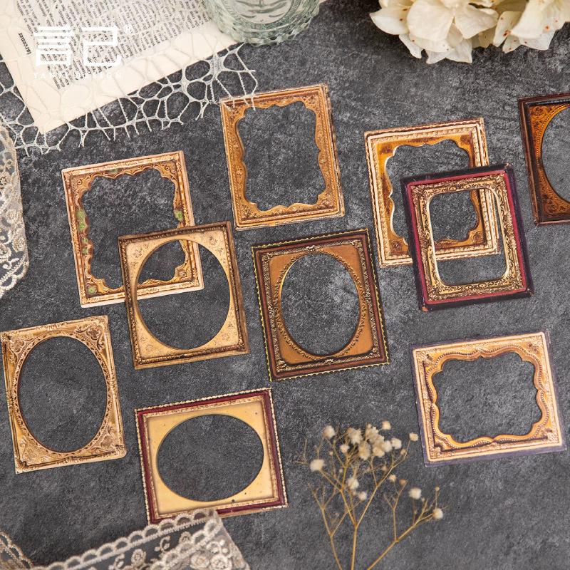 Retro Embossed Collage Card: Re-forged Love Series - Romantic Floral Frame Background, 8 Styles