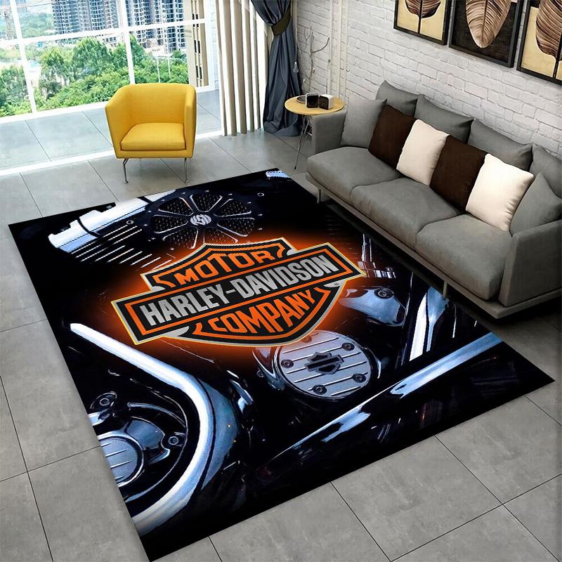 Tappeto Classico H-Harley Racing Moto per Stanza dei Giochi Camera da Letto Soggiorno Divano Decorazione Casa, Tappeto per Area Gioco Bambini Tappetino Antiscivolo