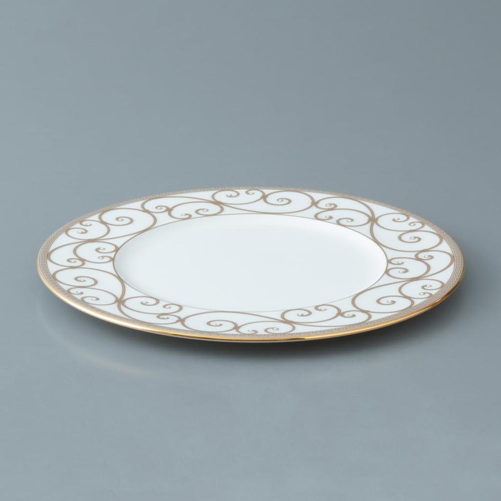 NARUMI Rondo Plate Gold and Set of Elegant and Perfect for a Pair of Wedding Gift Boxed and Gift Set, 21cm, Platinum, 2, Stylish, Gifts, Wrapped,