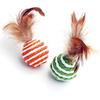 2pcs Cat Toy Pet Rattan Ball Cat Toy Funny Faux Feather Cat Bell Ball Kitten Playing Interactive Ball Toys Pet Supplies
