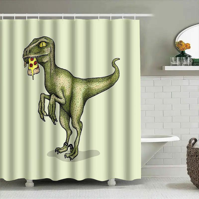 T-Rex Duschvorhang Lustige Dinosaurier Badezimmer Dekoration Jurassic Park Thema Waschraum Vorhang Neuheit Geschenk Heimdekoration