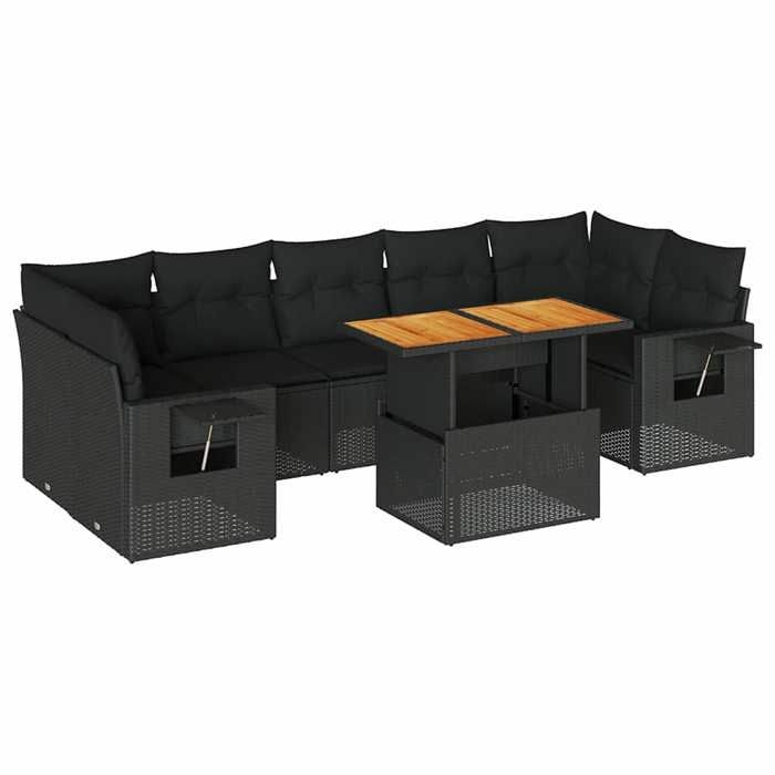 VidaXL Garden Lounge Set 8 Pcs with Cushions Black Braided Resin 3327121