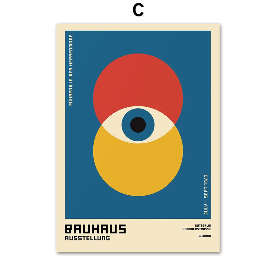 Bauhaus Linie Farbblock Geometrische Wandkunst Poster und Drucke Abstraktes Leinwandgemälde Hotel Bar Bilder für Wohnzimmerdekor
