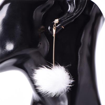 Soft Fur Ball Pompom Long Earrings Drop Dangle Earrings Women Ear Studs Jewelry