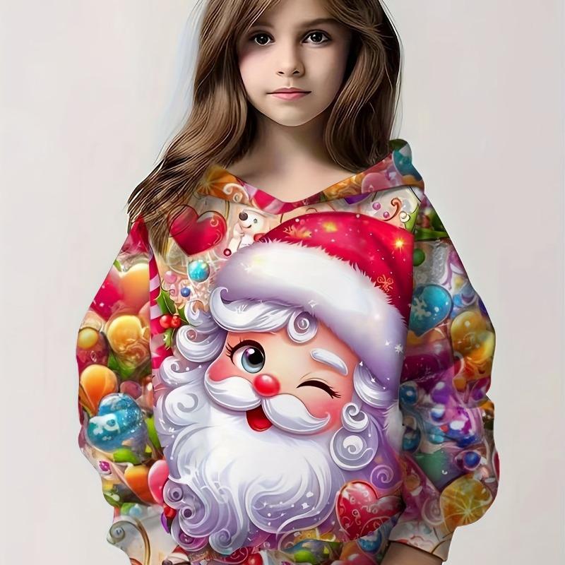Kids Clothes Girl Hoodies Long Sleeve 3D Christmas Print Children Spring Fall Clothes Casual Cute Outdoor Boy Girl Clothes Tops