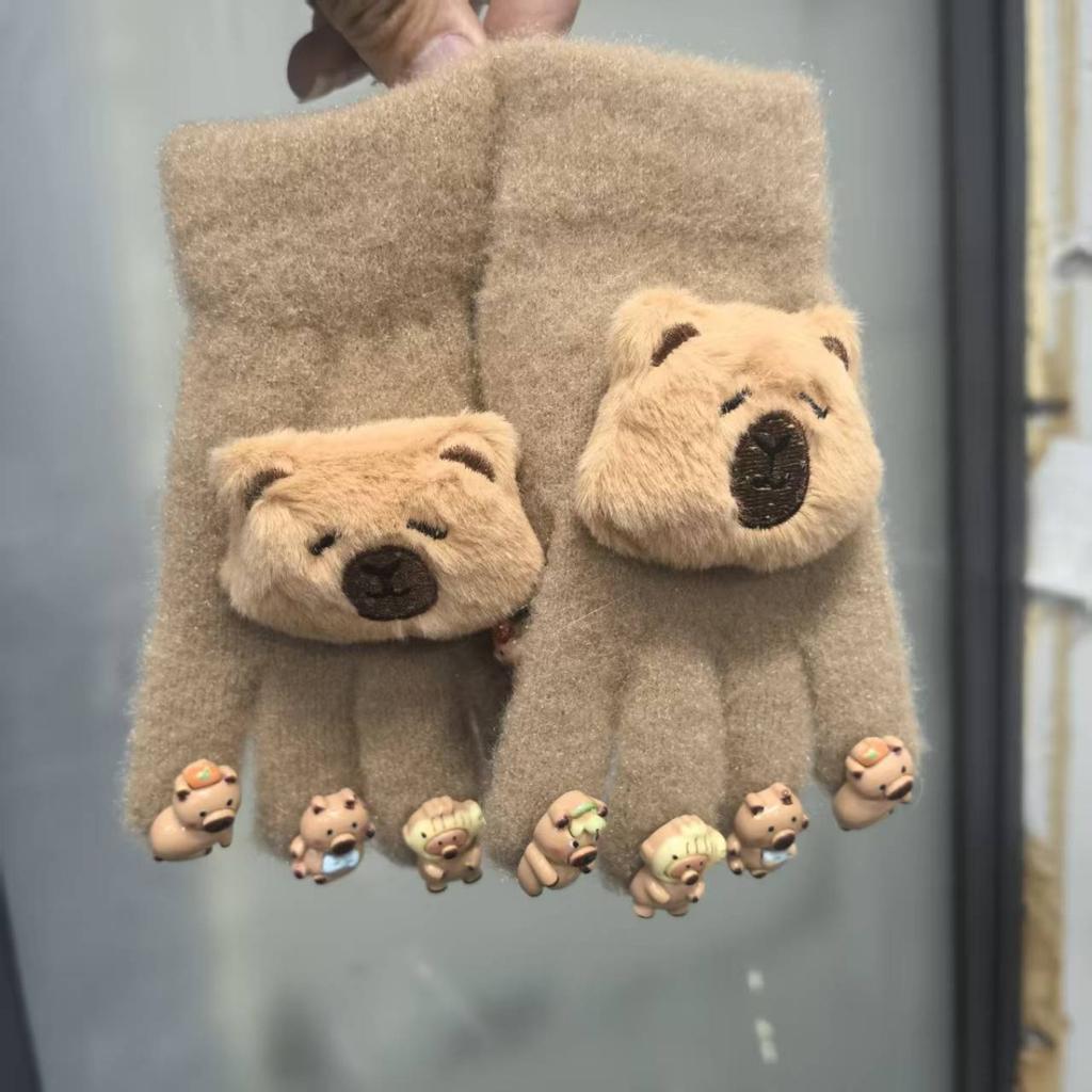 Cartoon Nail Gloves, Children's Warm and Antifreeze Full Finger Cots, Baby Thick Five Finger Girl Finger Cots