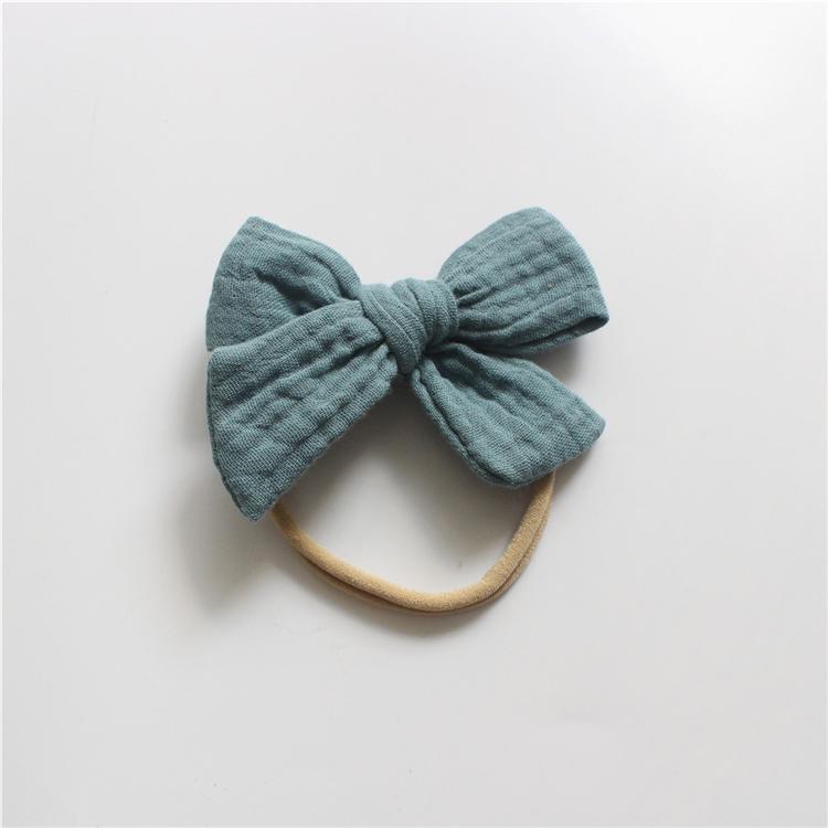 Gauze Bamboo Knotted Bowknot Baby Headbands Plain Color Cotton Muslin Newborn Hair Bows