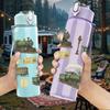 1PC Vintage Steam Train Set 750ml Color Plastic Sports Water Bottle Leakproof Flip Straw Lid Suitable for Sports Office Home Use
