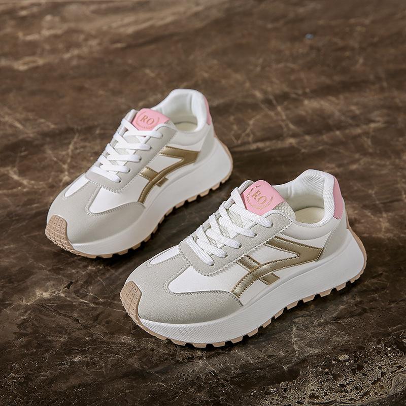 Zapatos casuales de plataforma gruesa para mujer, zapatos para caminar con cordones, antideslizantes, de cuero sintético, zapatillas de tenis cómodas para correr, zapatillas transpirables para mujer