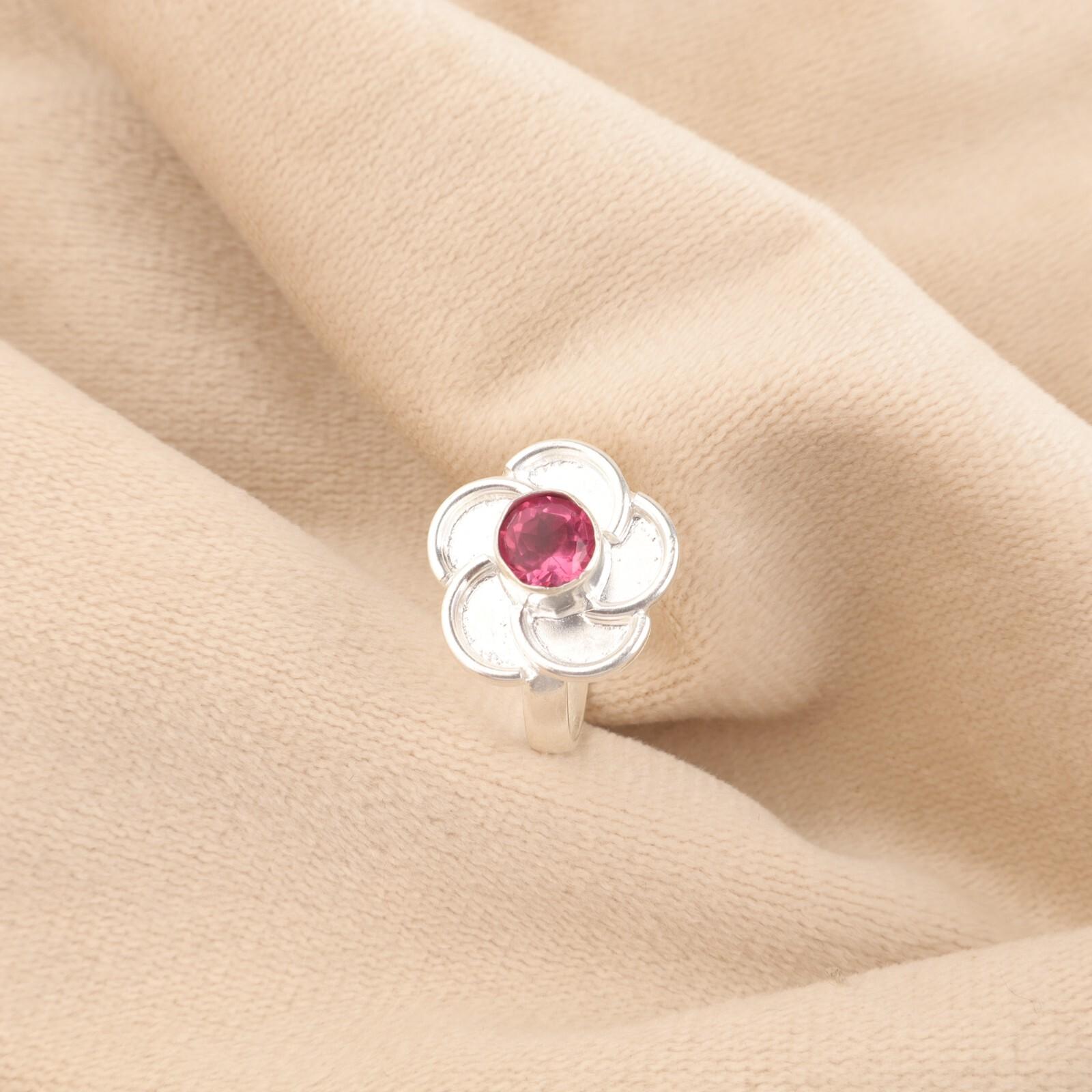 

Pink Tourmaline Gemstone Sterling Silver Statement Unique Cocktail Ring Jewelry RR-51-13 15