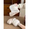 White thick-soled plush thickened fluffy snow boots women's winter warm outer wear non-slip cotton shoes