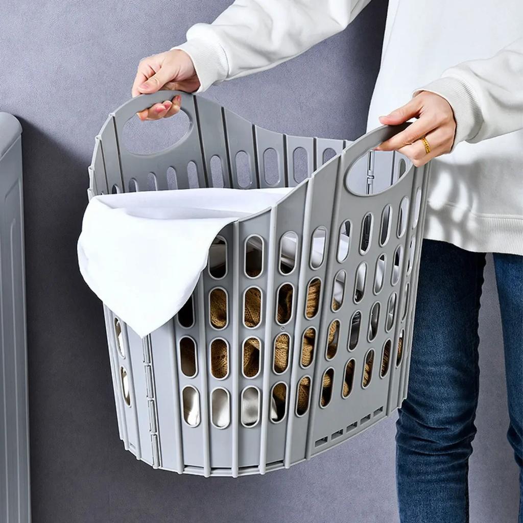 1PC Collapsible Laundry Basket Plastic Laundry Basket Space-Saving Design for Easy Storage Portable Convenient Ideal for Home
