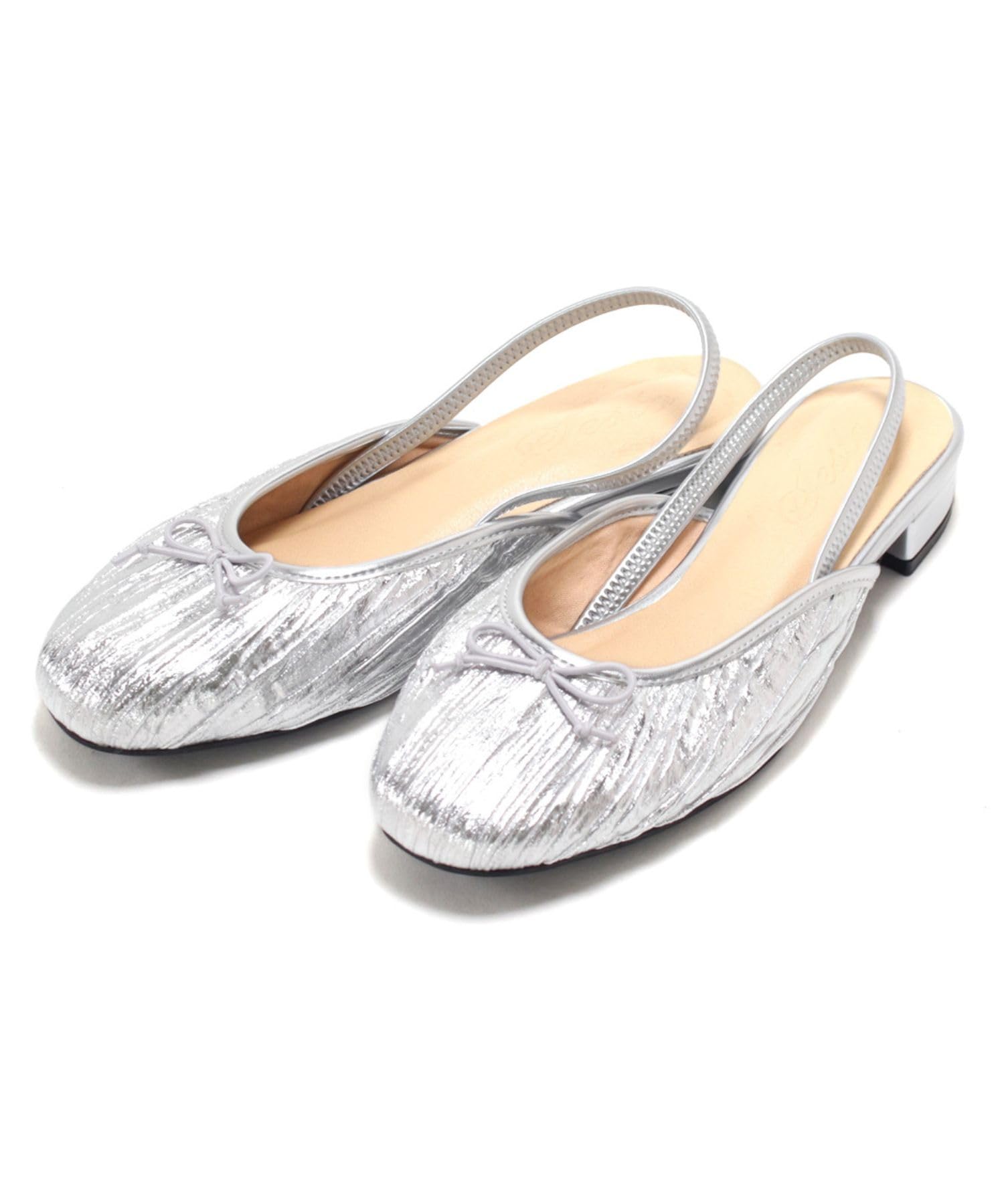 

Slingback pumps with elastic heel for size [Sest] women, 24.0cm, silver, dnp4001-SIL-240
