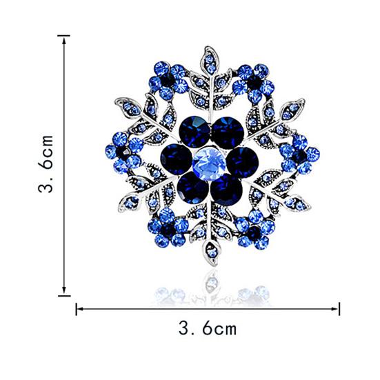 Fashion Snowflake Floral Women Brooch Pin Circle Rhinestone Christmas Jewelry