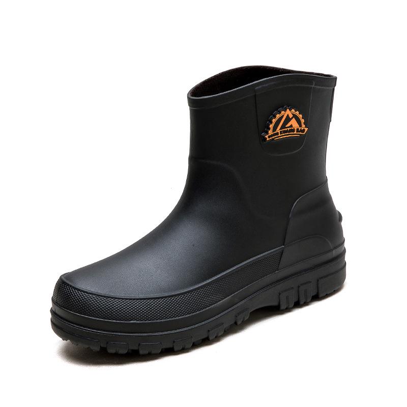 Men's Waterproof Non-slip Rubber Ankle Boots - Korean Style Slip-on Shoes