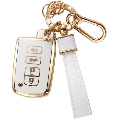 Toyota Key Fob Cover with Toyota Keychain, Car Key Fob Case Compatible with Toyota Camry Avalon Corolla Highlander RAV4 Sequoia Smart Key