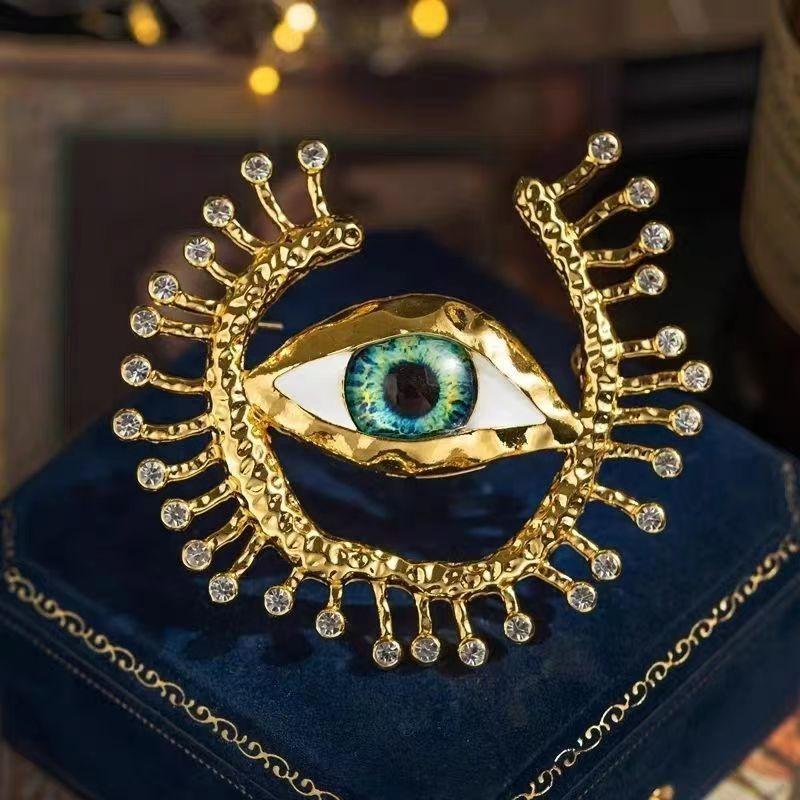 Blue Evil Eye Vintage Retro Brooch - High-End Enamel & Crystal Design - Luxury Women s Fashion Accessory for Sweaters/Scarves