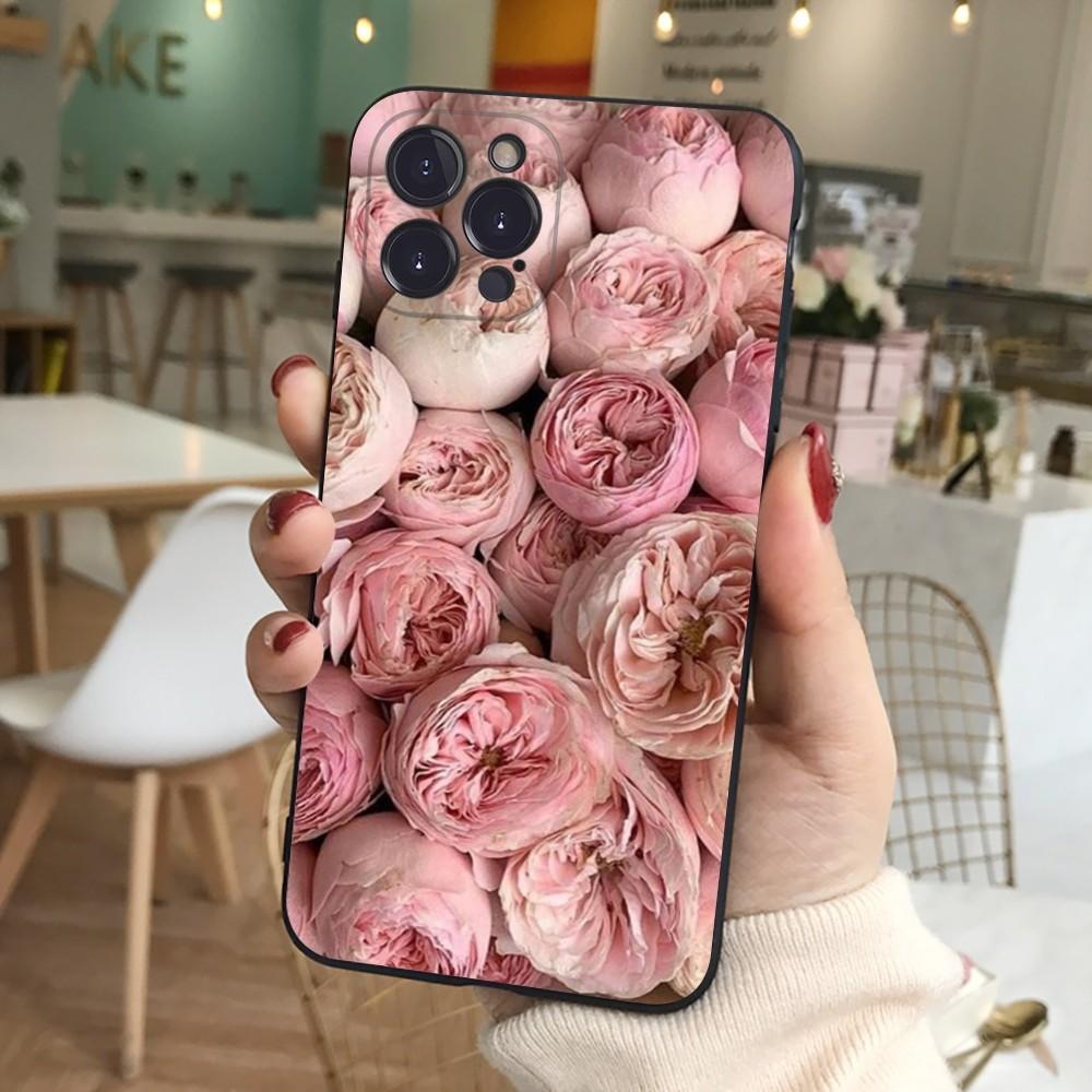 Elegant Pink Purple Peony Phone Case For iPhone 15 14 11 12 13 Mini Pro XS Max Cover 6 7 8 Plus X XR SE 2020 Funda Shell