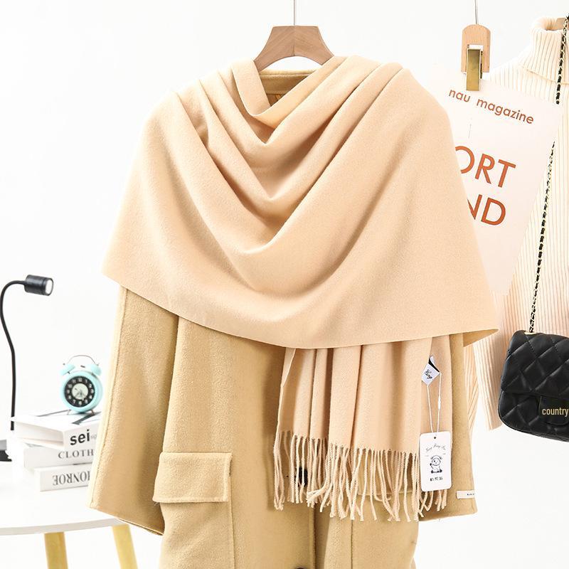 

Luxurious Women s Wool-Feel Cashmere Scarf - Versatile Solid Color for Autumn & Winter 200*70CM