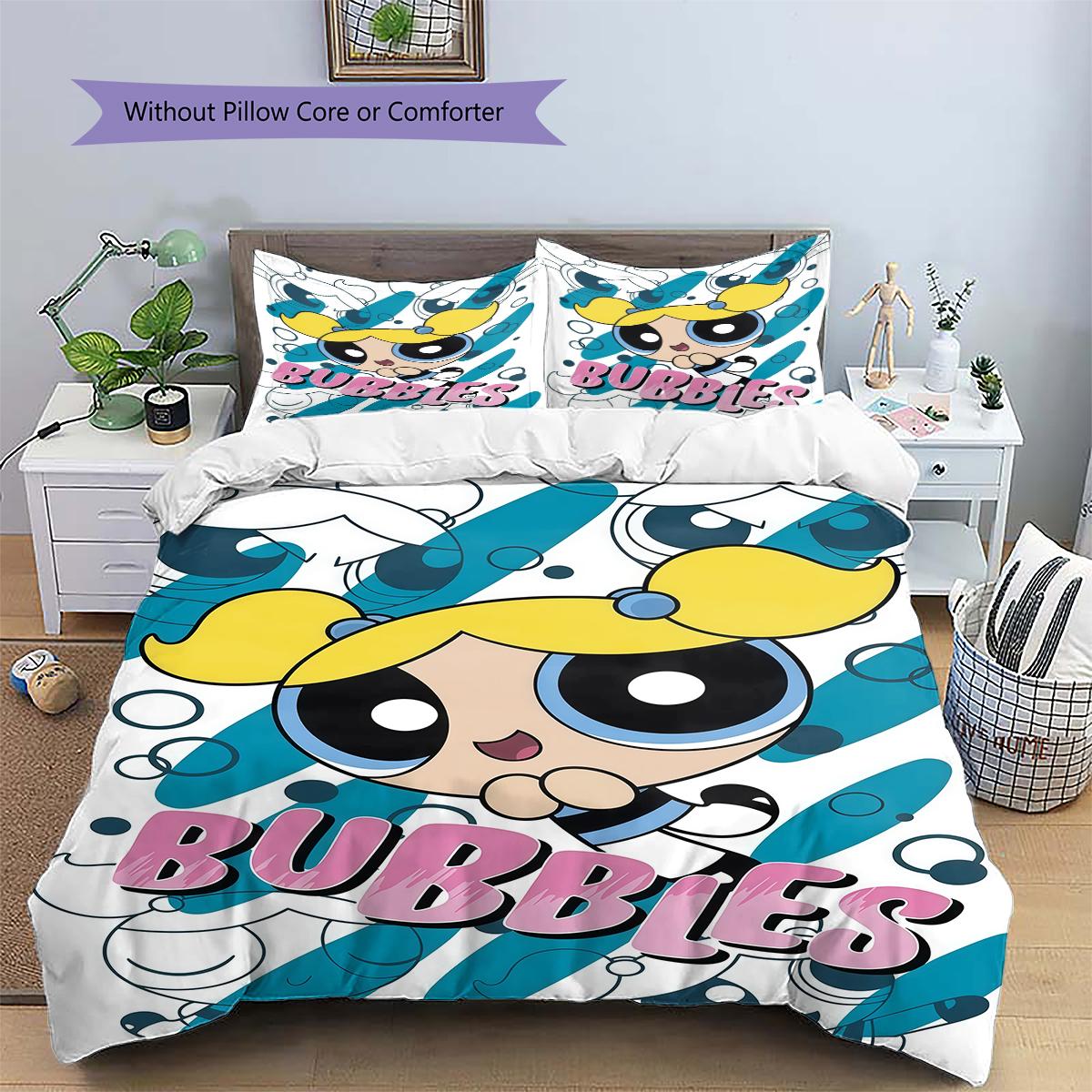 Powerpuff Girls Bubbles Sweet Duvet Cover & Pillowcases, Powerpuff Girls Fan Bedding, Great Gift.chl 135x200cm