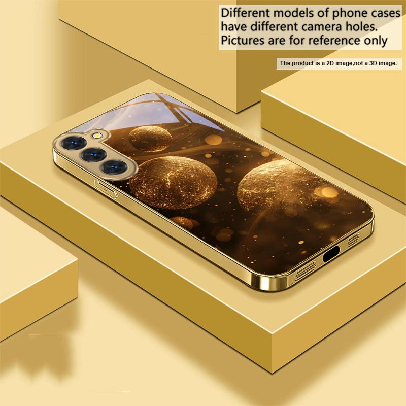 Goldenes Universum Modell für Samsung Galaxy S20 FE S21 S22 S23 Plus S24 Ultra 25Ultra S21+ S9+ S22Plus Goldene Glas Handyhülle