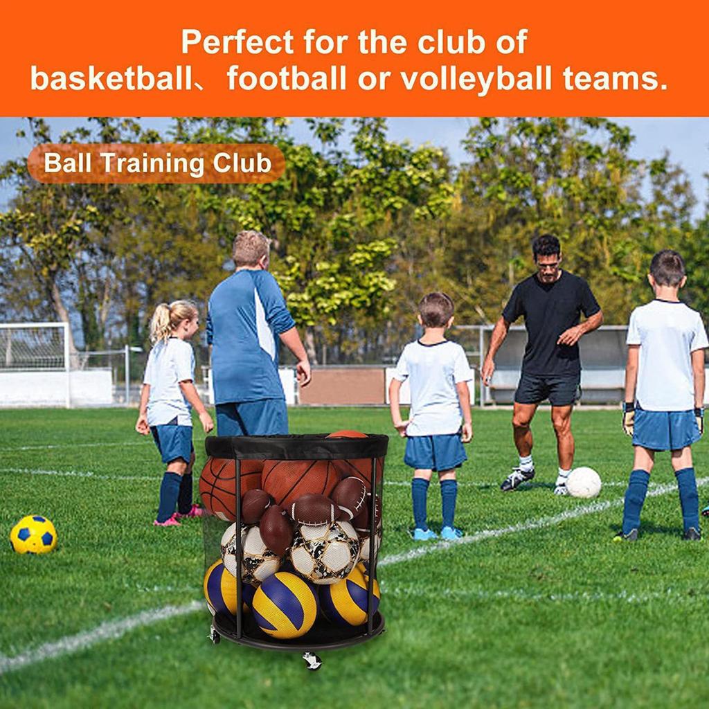 Ball Bin Basketball Storage Portable Container Box Organizer Basket Net for Outdoor Garden Garage Sports Pool Deck Outside