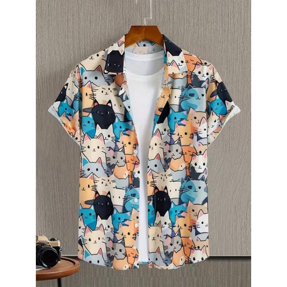 Men's Retro Pattern 3D Print Shirt Button Up Shirt Casual Shirt Summer Shirt Short Sleeve Daily Vacation Clothing
