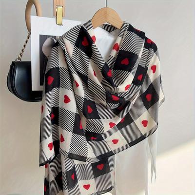 Sciarpa a Griglia Cuore Amore Morbida Calda Sottile Sciarpa Stile Romantico Sciarpa Decorativa Per Donne Regali di San Valentino