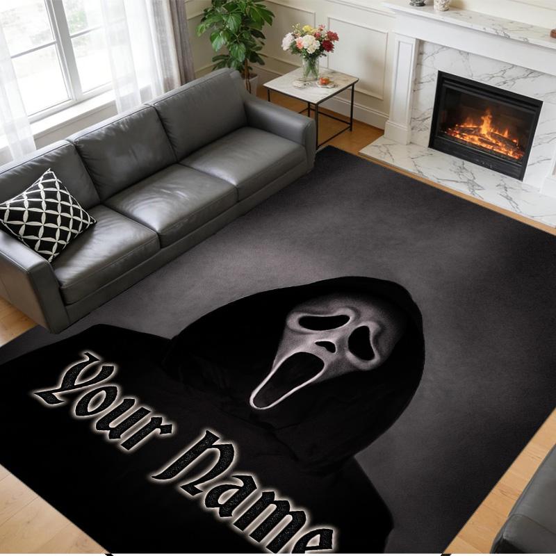Crystal Velvet Rug Custom Name Text, Soft Non Slip Floor Mat Home DecorScream Ghostface