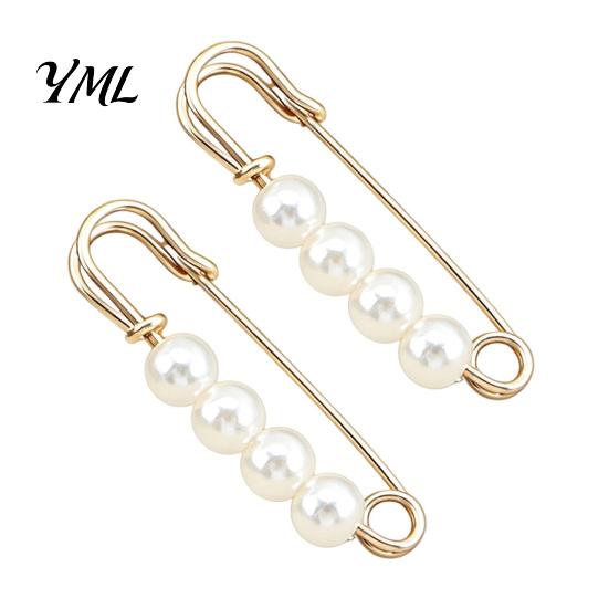 Neckline Fixation Clip 2Pcs Faux Pearl Waist Tightener for Pants, Reusable Cincher Pin Invisible Button Loose Jeans, No Sewing Waistband Skirts Jeans