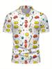 Men's Short Sleeve Polo Shirt with Flat Digital Print Pattern - No Texture