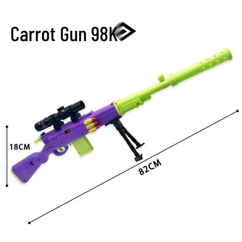 

Игрушка Пистолет-Морковка Интернет-Знаменитости - Снайперская винтовка с мягкими пулями, с выбросом гильз и затвором с продольно-скользящим затвором и верхней подачей