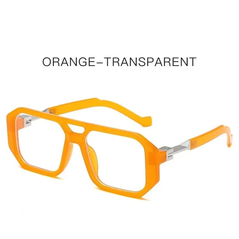 

New European and American Fashion Sunscreen and UV Resistant Square Sunglasses UV400 Minimalist Double Bridge Pilot Glasses оранжевый
