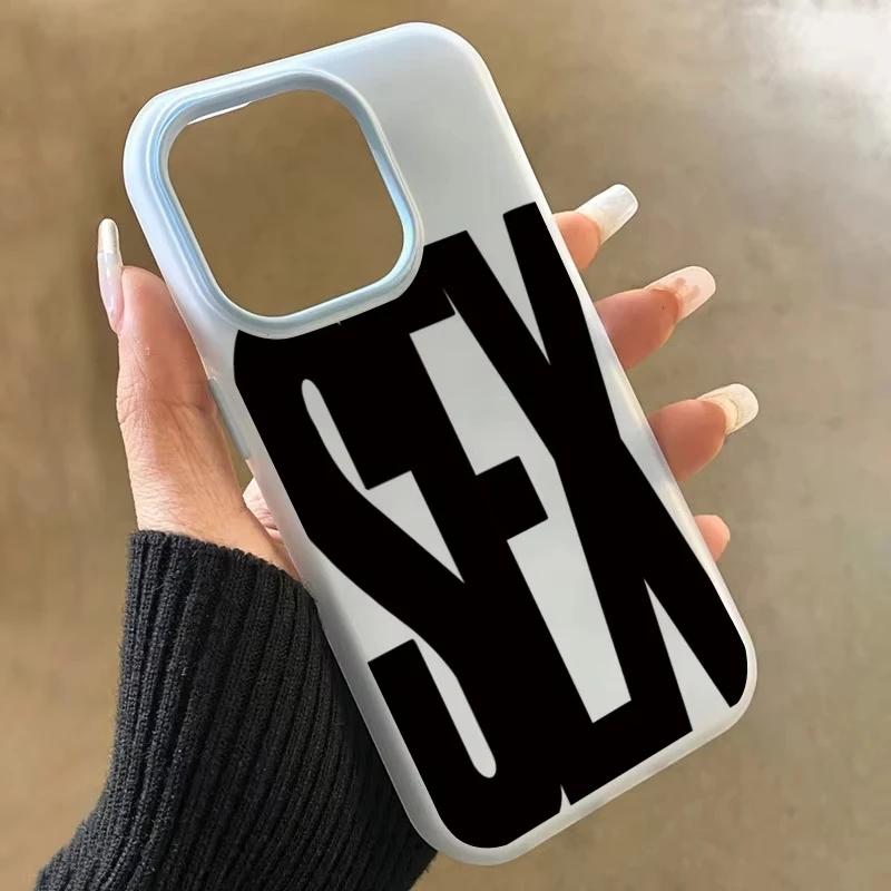 Stylish English Letter Jelly Frosted Phone Case For iPhone 17 AIR 16 15 14 13 12 11 PRO MAX PLUS Y2K Silicone Shockproof Cover