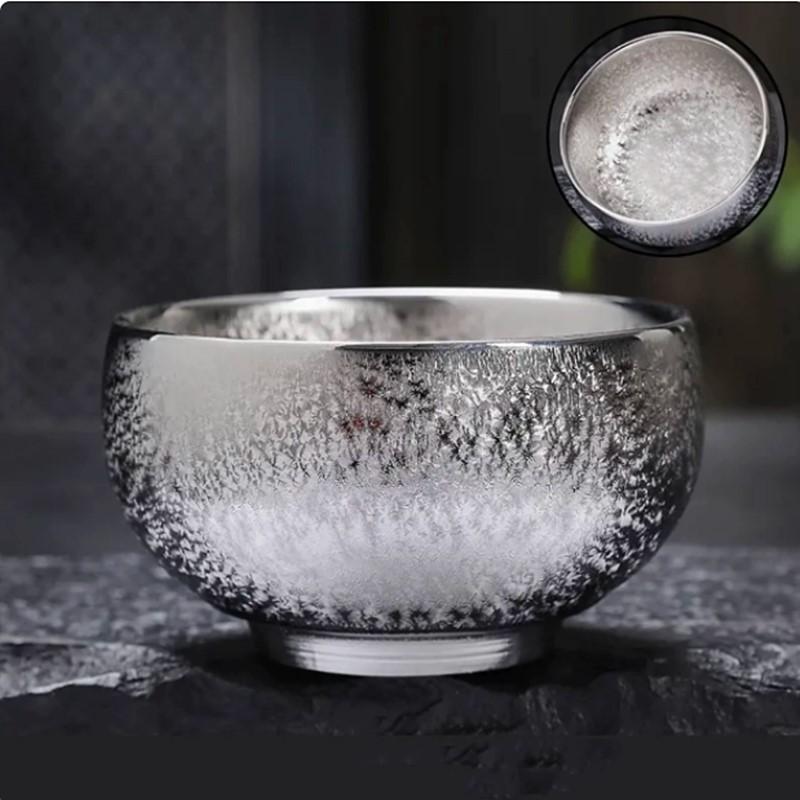 

120 мл высококачественная посеребренная керамическая чайная чашка ручной работы Zen Master Cup индивидуальная портативная красивая чайная чашка китайские чайные аксессуары 8x4.5cm 120ml серебряный