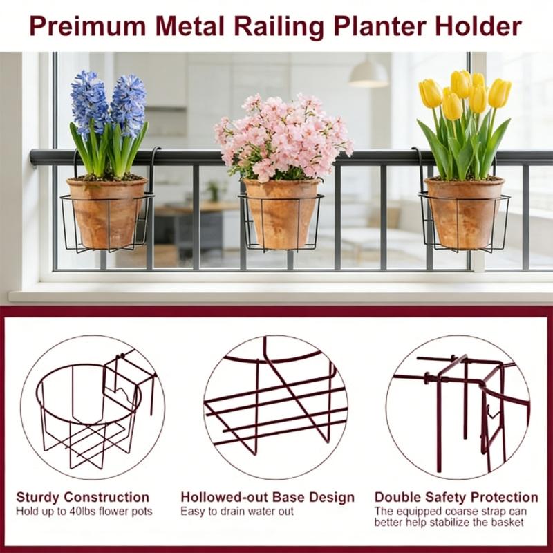 Weather Resistant Garden Hanging Basket Holders Support Frame Bracket For Patios Ledges Plant And Greeneries Decoration