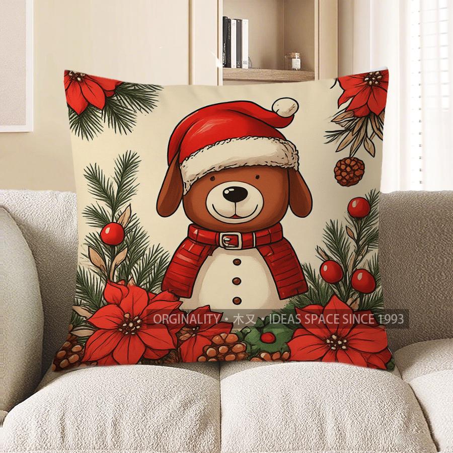 

Home Decor Christmas Snowman With Gifts Decorative Pillow Pattern Cushion Cover Suitable For Sofa Bedroom Car Pillow Cover 40x40cm