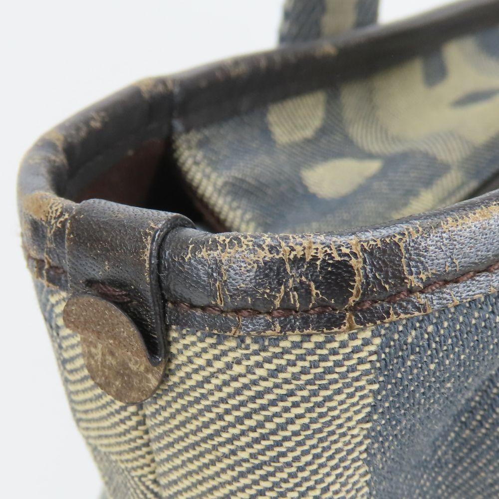 Used BALLY Handbag denim canvas/leather gray Navy casual