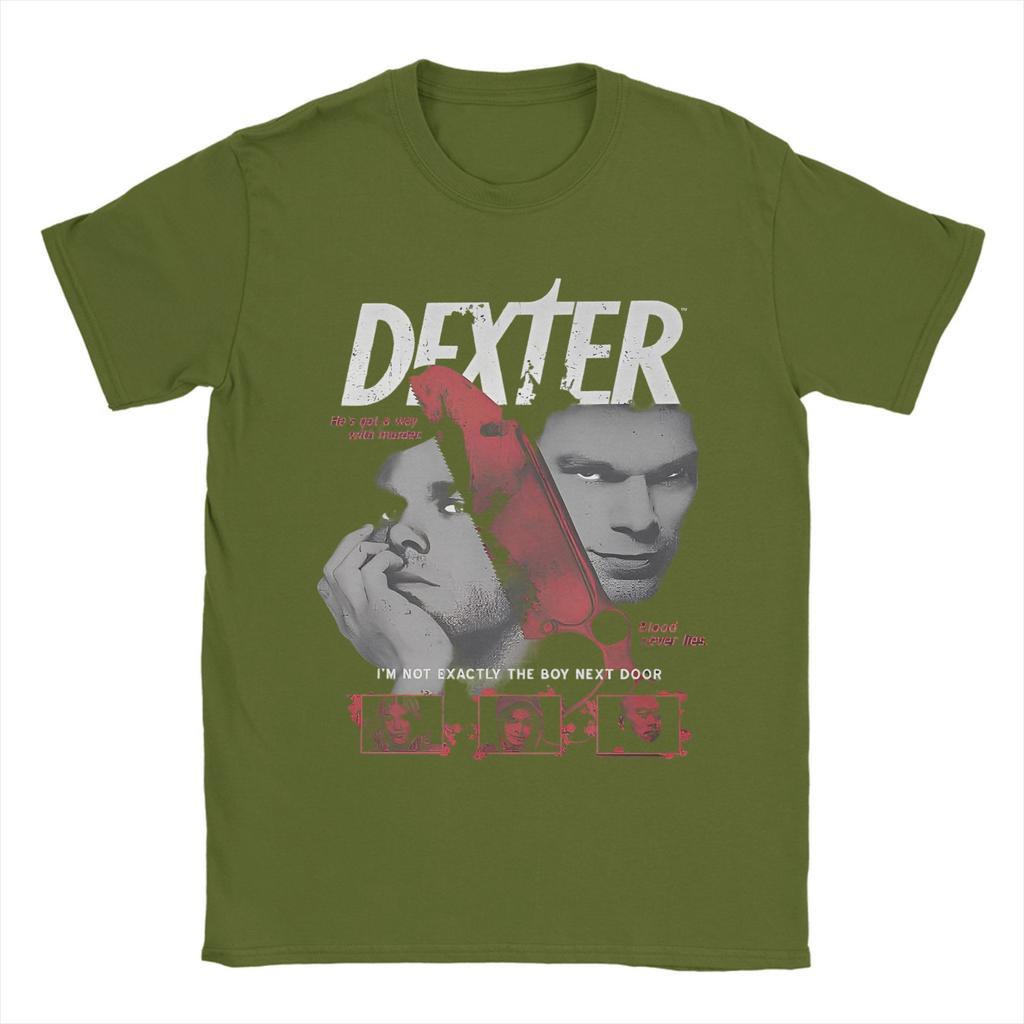 Men Dexter Morgan Movie T Shirts Crime TV Drama 100 Cotton Clothing Short Sleeve Round Collar Tee Shirt Plus Size TShirts