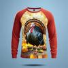Turkey Pattern 3D Digital Printing Men's Fashion Trend Round Neck Long Sleeved T-shirt