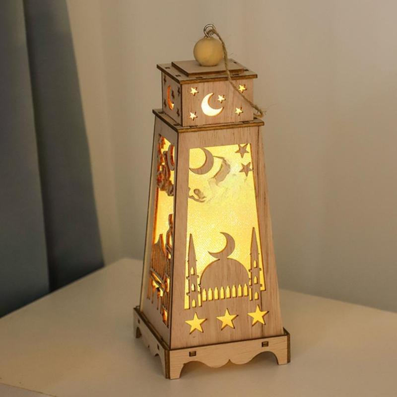 Sustainable Wooden LED Decoration For Islamic Festivals Offering Easy Installation And Versatile Use In Homes Decors Setting
